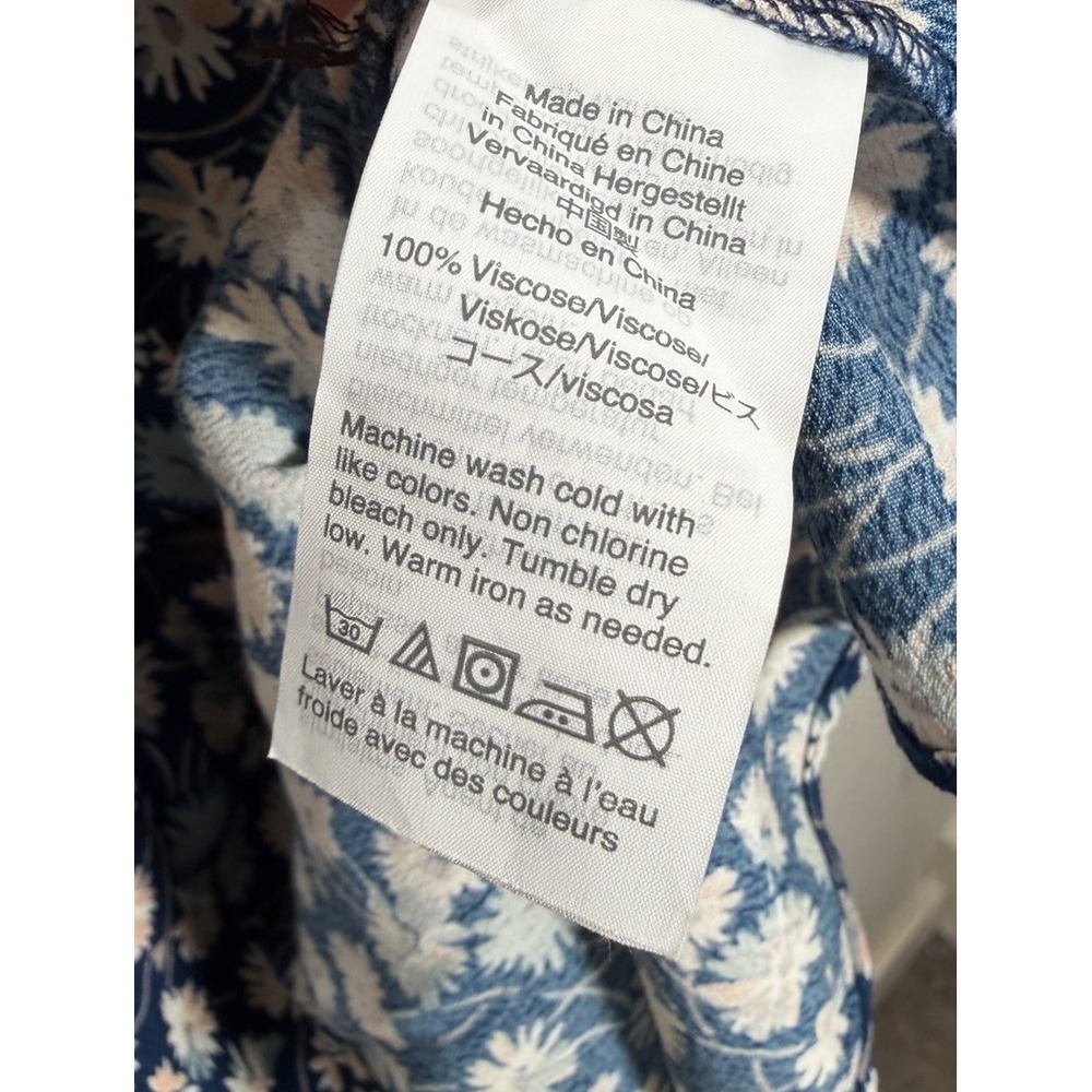 Madewell Mini Dress Womens Sz 8 Blue French Country Floral Button Wrap V-neck - Picture 7 of 9